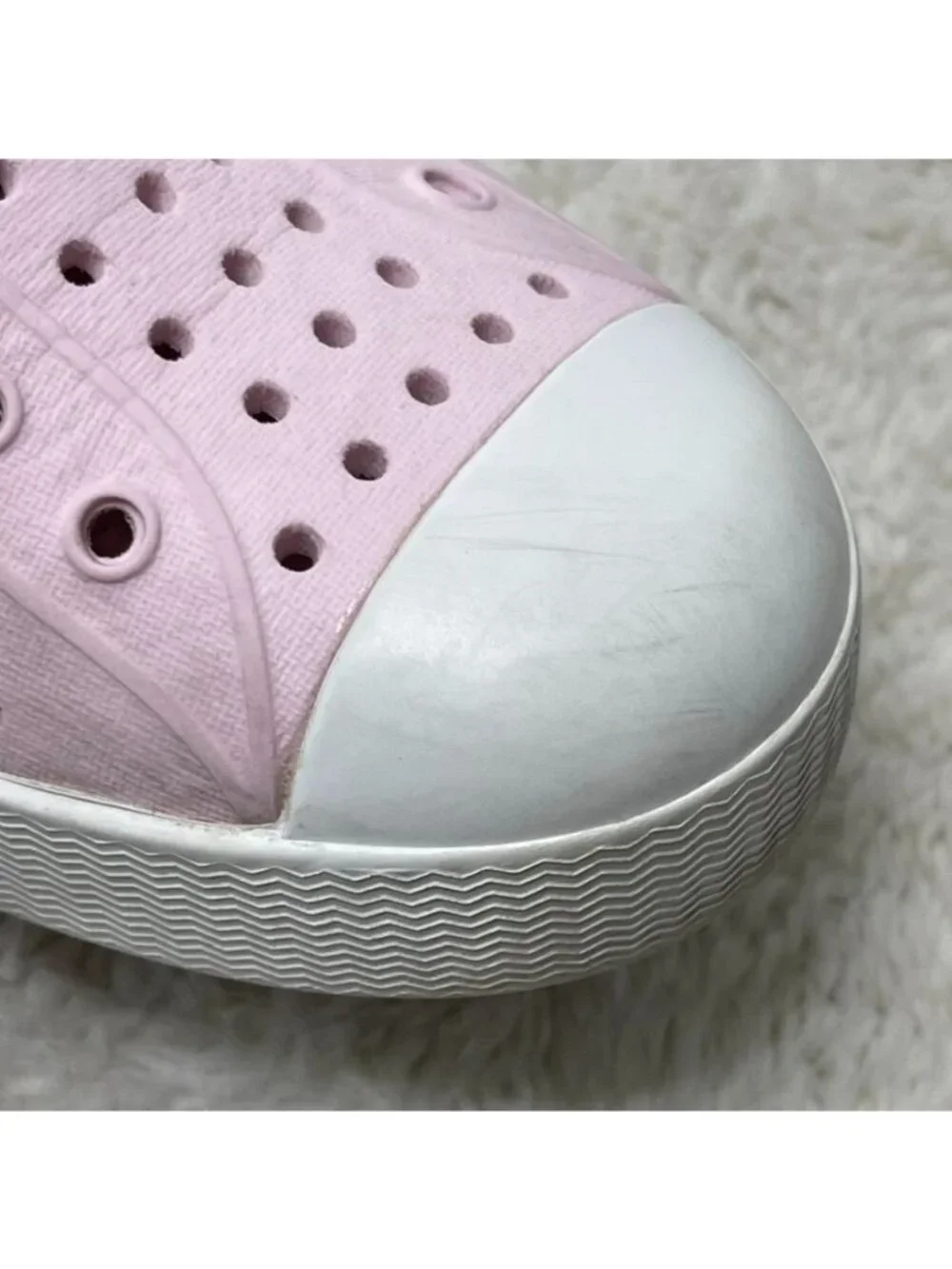 Native Shoes Jefferson Kids Size J3 Pink Slip Washable Sneakers Loafers